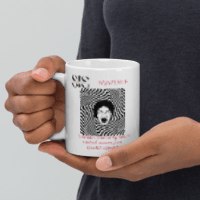 White glossy mug- Reminding us of the term that oppressed female power throughout the centuries- continuing the fight for equality in health care.